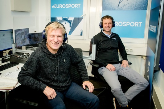 Werner Schuster als Skisprung-Experte im Eurosport-Olympia-Team gemeinsam mit Martin Schmitt und Gerhard Leinauer