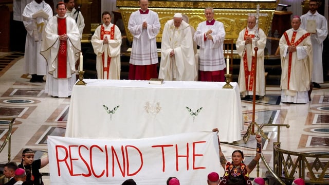  Protest-Plakat für den Papst: «Schafft die Glaubenslehre ab»