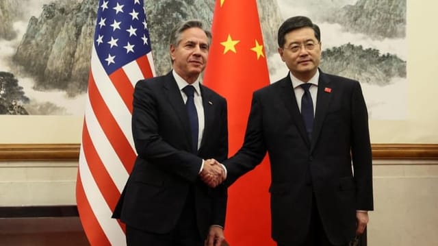  Hoffnung auf Entspannung: US-Aussenminister in China empfangen